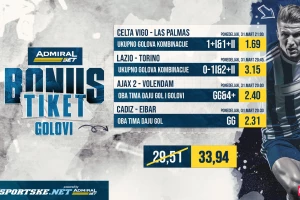 AdmiralBet i Sportske bonus tiket - Kiša golova u Španiji i Italiji plus efikasni Ajaksovi klinci za kvotu 33,94!